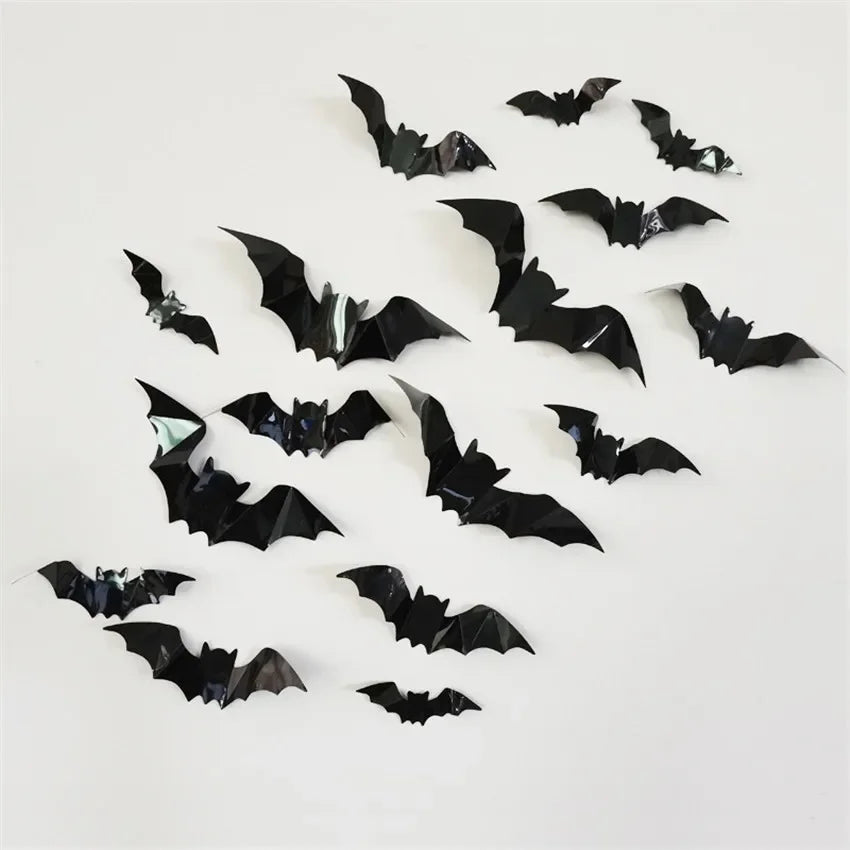 Halloween 3D Black Bat Wall Stickers – Removable Spooky Wall Decor