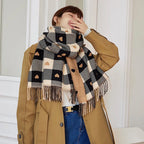 1 Piece of Women's Autumn and Winter Heart-Shaped Scarf, Women's Plaid Comfortable Scarf, Thick Large Blanket Shawl Scarf