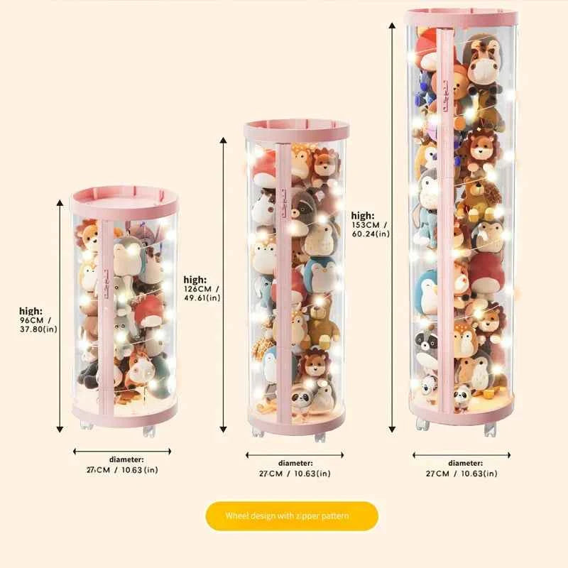 Transparent Doll Storage Box Plush Toy Organization Toy Storage Tube DIY Zipper Bins Kid Christmas Gift Children's Toy Organizer