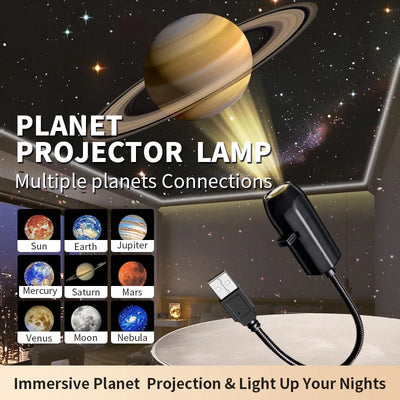 5V Projection Lights Planet Moon Lamp USB Night Light Halloween Christmas Ambiance Skull Ghost Switchable Pattern Projection