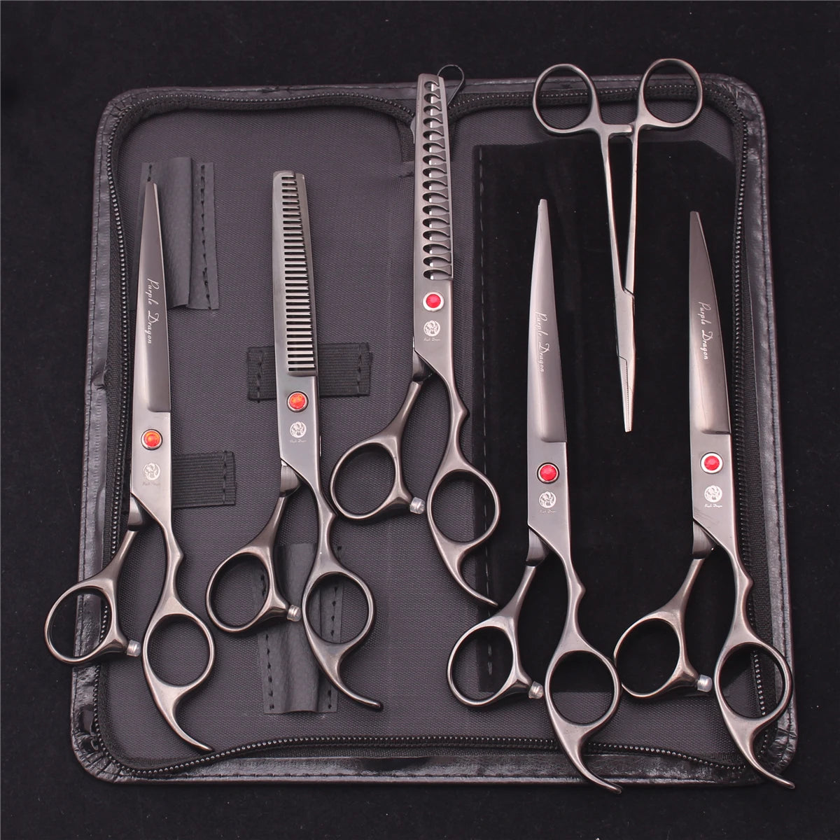 Pet Grooming Scissors Purple Dragon Japan Stainless Pink Curved Scissors For Dogs Dog Thinning Scissors Pet Chunker Shears Z3003