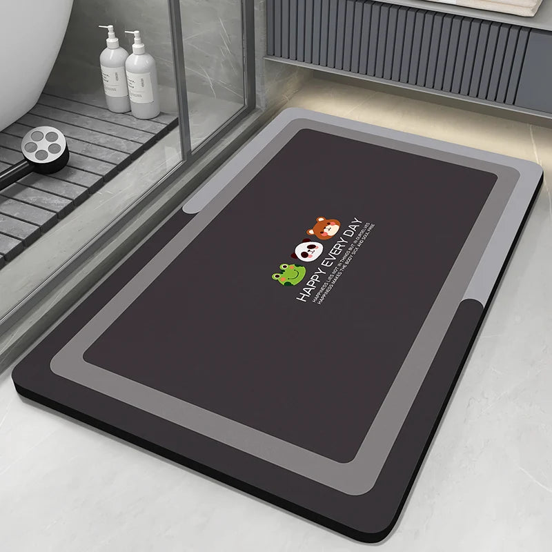 Diatomaceous Earth Bath Mat – Absorbent, Non-Slip Quick-Dry Bathroom & Toilet Floor Rug, Washable Shower Pad