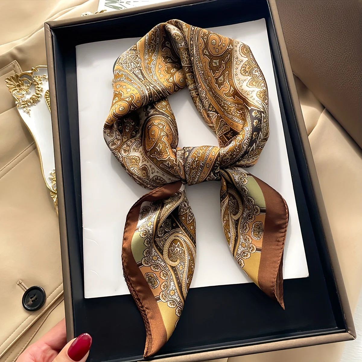 Elegant Nordic Style All Seasons Scarf Faux Silk Large Square Shawl Simple Chic Decorative Wrap For Teens
