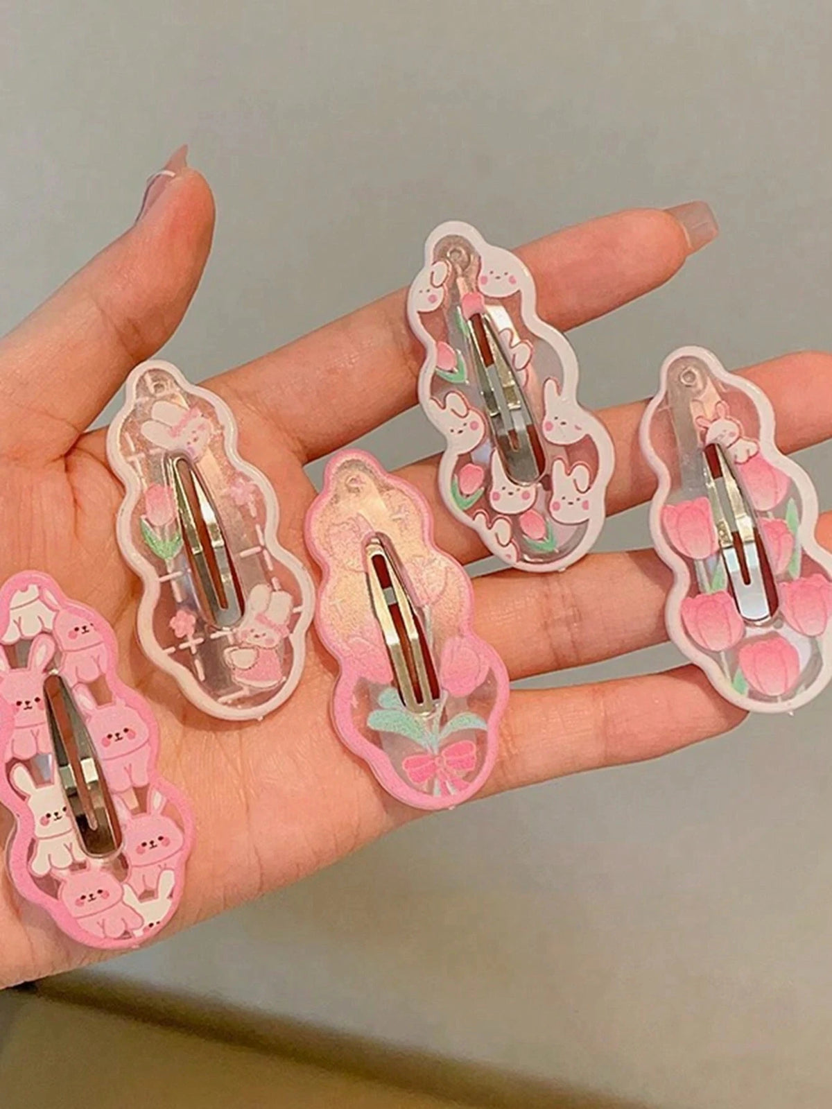 10Pcs Cute Pink Rabbit Hair Clip, Bangs Clip,Side Hair Clip,Hair Accessories,Suitable For Daily Use,School Stuff,Pink Hair Clips