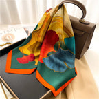 Elegant Nordic Style All Seasons Scarf Faux Silk Large Square Shawl Simple Chic Decorative Wrap For Teens