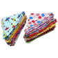 Two stacks of colorful fabric sheets with various patterns on a white background