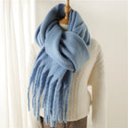 2025 Women Scarf Winter Warm Thick Shawl Wraps Fashion Solid Color Pashmina Scarves Long Tassel Hijab Stoles Bufanda Cashmere