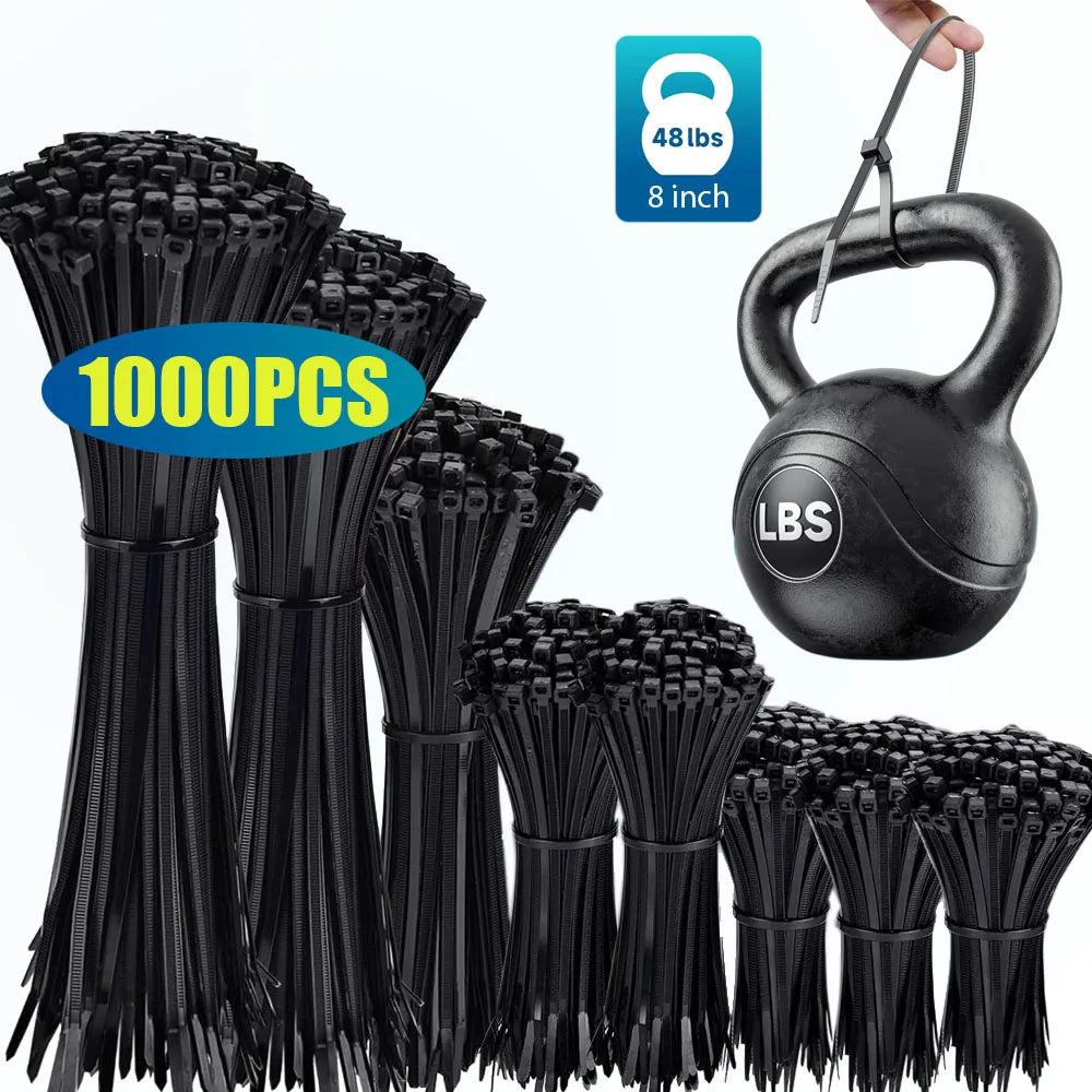 100-1000pcs Nylon Cable Zip Ties Adjustable Self-locking Cord Ties Durable Plastic Cable Ties Binding Wrap Straps for Office