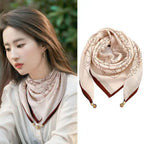 Luxury Magnetic Buckle Silk Scarf Women Print Square Scarf For Autumn Winter Warmth And Cold Resistance Fashionabl Scarves