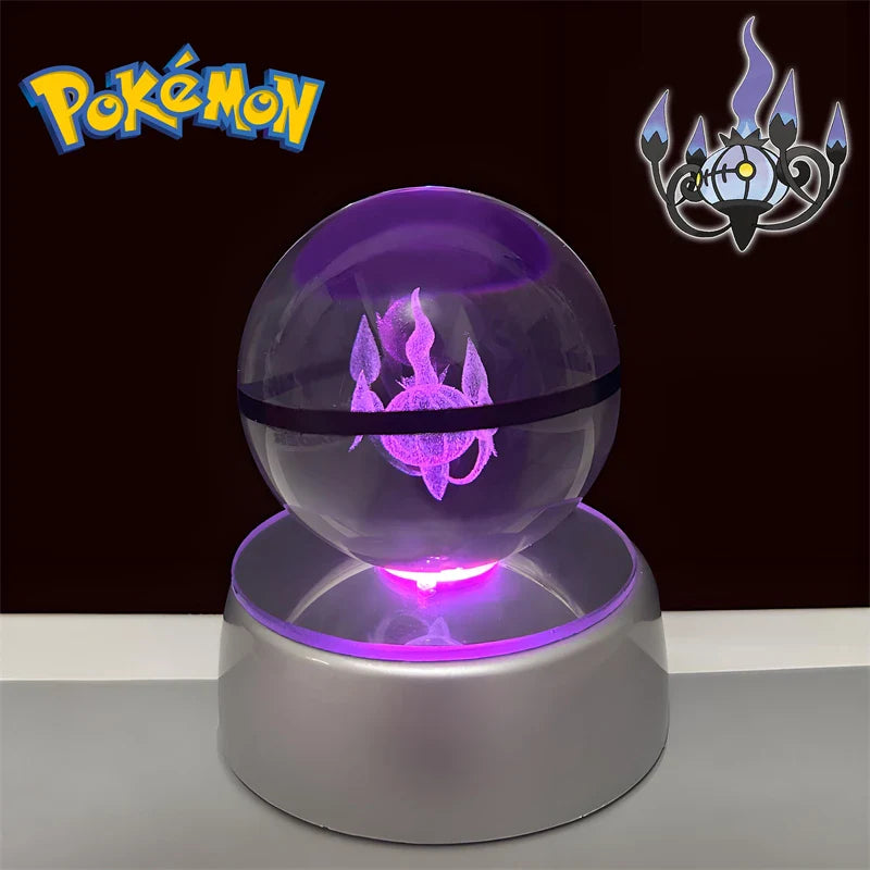 Pokemon 3D Crystal POKE BALL Figure Toys Snivy Dragonair Blastoise Venusaur Milotic Raichu Night Light LED Lamp Base Model Dolls