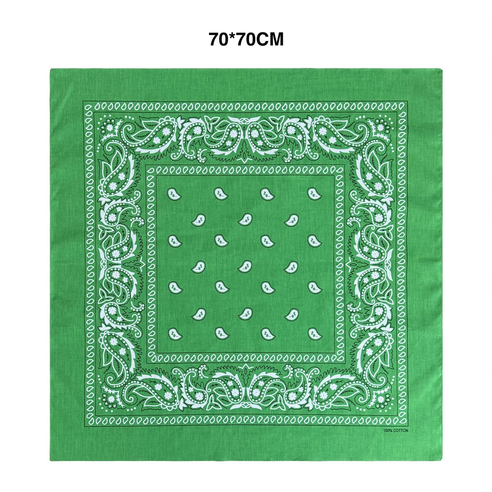 70CM Oversized Hip Hop Amoeba Cashew Cotton Square Bandana Scarf Headband Black Paisley Gifts For Men/Boys/Girls