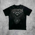 Southpole Y2K Vintage Cotton Graphic Tee Distressed Oversized Unisex T-Shirt with Gothic Print Streetwear Retro Soft Shirt Man