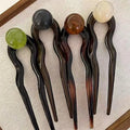 Fashion Colored Pearl U-Shaped Hair Sticks Hairpin Hair Fork Bun Sweet Trendy Acrylic Hair Clip for Women Girls Hair Accessories