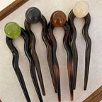 Fashion Colored Pearl U-Shaped Hair Sticks Hairpin Hair Fork Bun Sweet Trendy Acrylic Hair Clip for Women Girls Hair Accessories