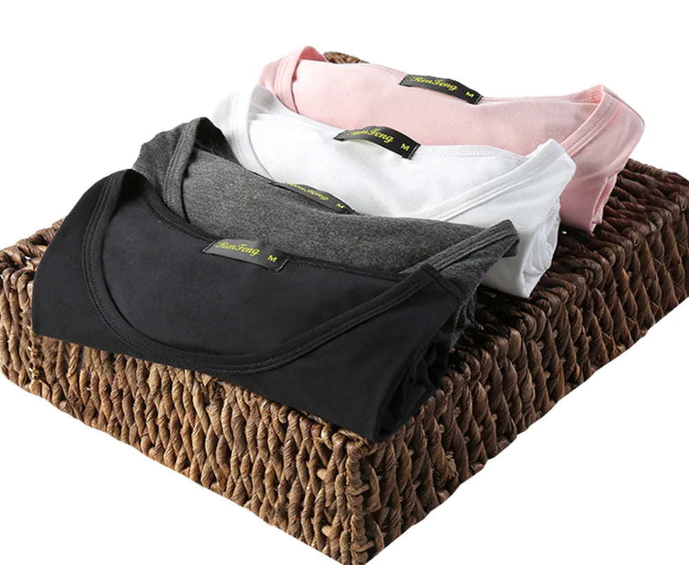2 Packs Bamboo Fiber Round Neck T-shirts Short Sleeve Classic Tees Sweat-absorbent Gym Man Undershirt Solid Color Tee Black New