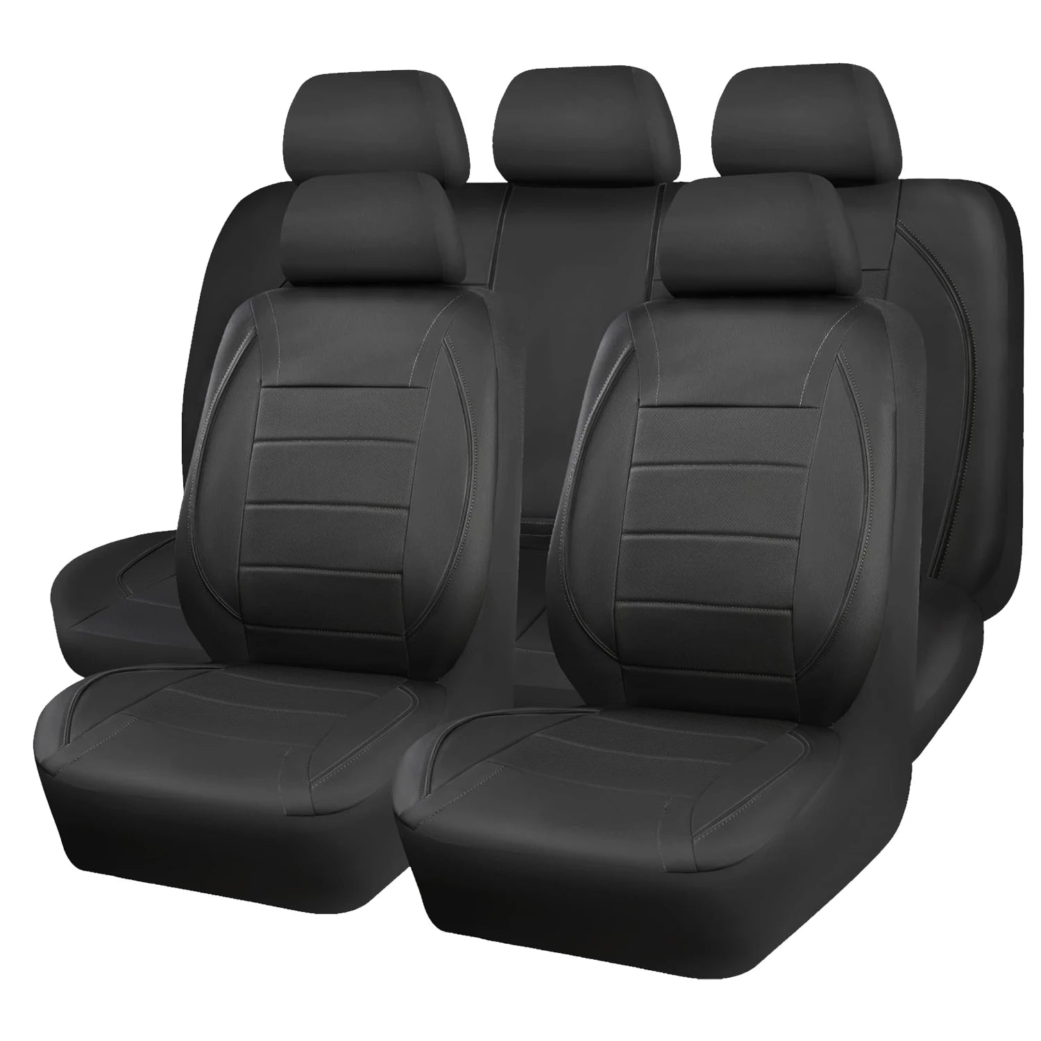 Universal Leather Car Seat Covers Red Simple Waterproof 5 Seat Car Seat Cover