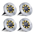 4 Pcs 8LED Solar Power Disk Light Outdoor Garden Solar Underground Light Deck Light Spotlight Buried Solar Led Lamp