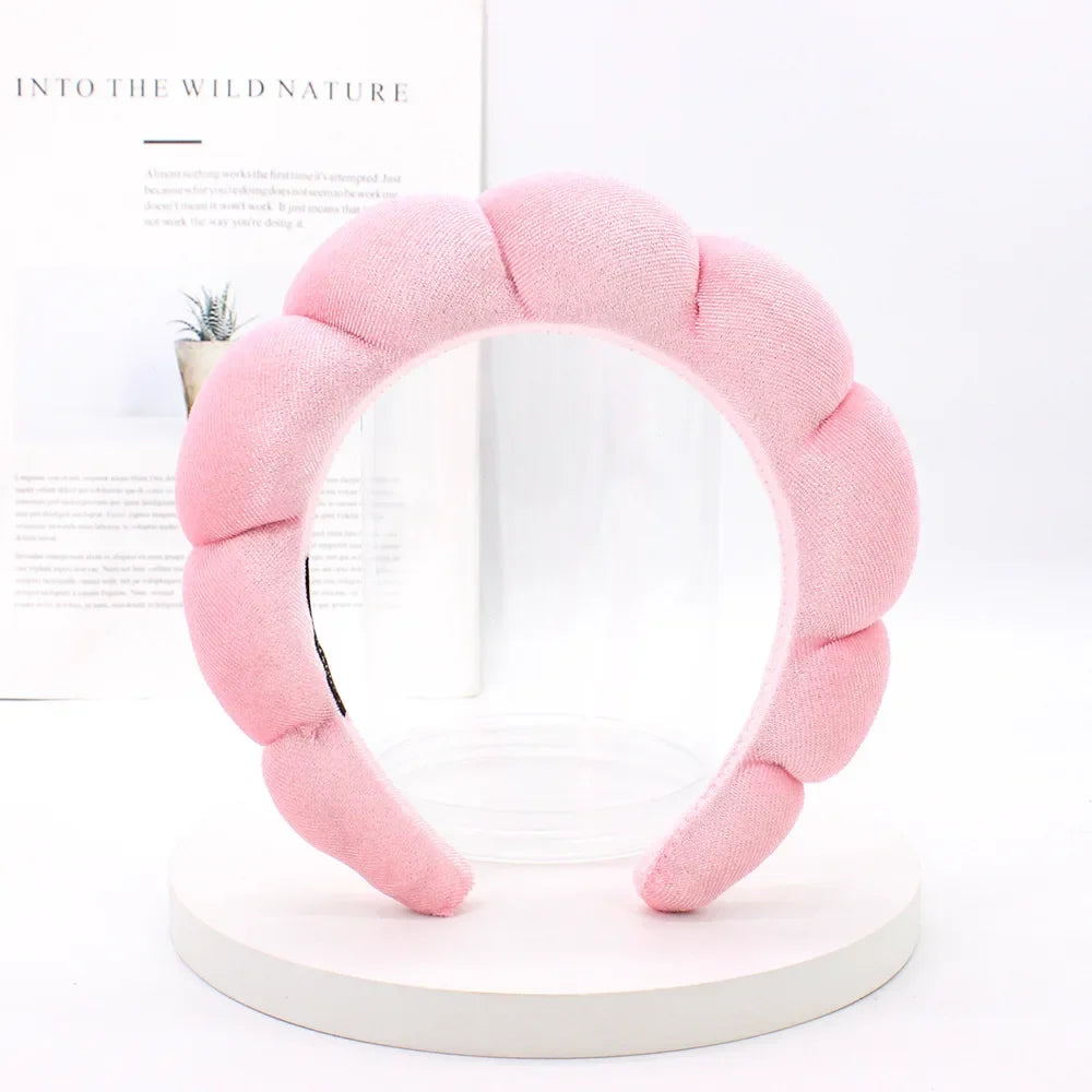 Sponge Spa Headband Velvet Washing Face Wide Padded Headband Skin Care Makeup Removal Shower for Women Girls Hair Accessories