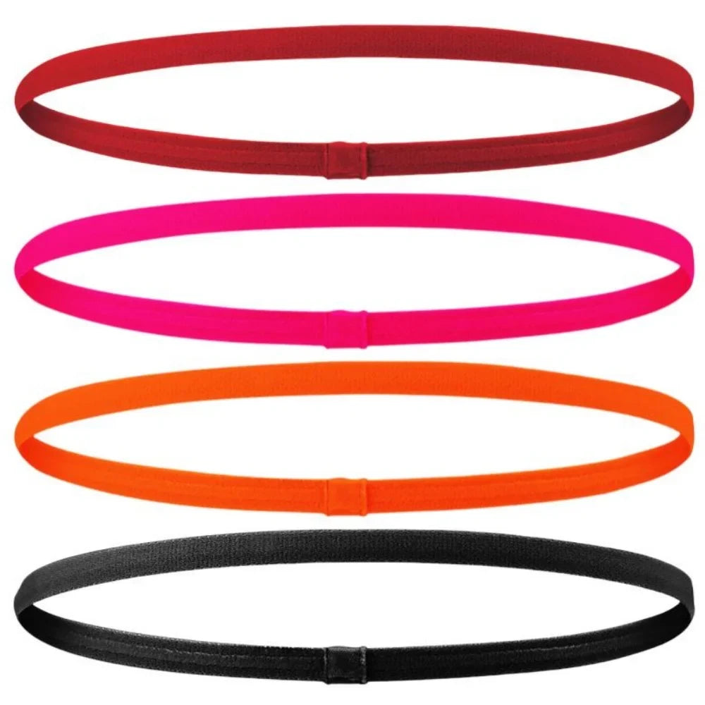 4PCS Unisex Sports Thin Headband Non-Slip Elastic Women Men Yoga Hair Bands Sweatband Football Running Biking Sports Hairband