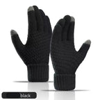 Women Men Winter Touch Screen Gloves Stretch Knit Wool Full‑Finger Gloves Warm Soft Crochet Thermal Gloves For Outdoor Wear