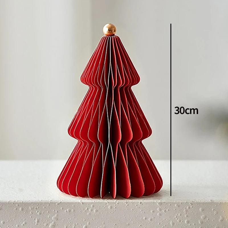 Paper Christmas Tree Ornaments 3D Honeycomb Christmas Tree Decorations Folded Paper 2026 Xmas New Year Desktop Arrangement Decor
