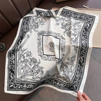 2025 Silk Shawl Print Headscarf Cat Hair Wrap Neckerchief Female Satin Square Scarf For Women Headband Foulard Hijab Bandana
