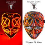 Wireless Neon LED Purge Mask – Glowing Halloween Cosplay Mask