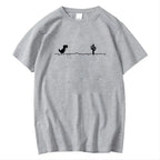 Men High Quality Cotton Blend Funny Dinosaur Print T Shirt Loose O-neck Summer Cool Men Tshirt Short Sleeve T-shirt Male Tee Top