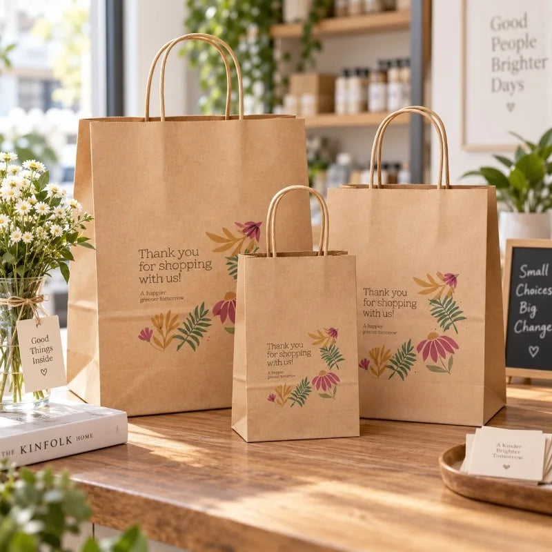 Custom Paper Bags Wholesale Personalized Logo Kraft Paper Shopping Bags Custom Printed Packaging Gift Bags Manufacturer Supplier