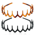2pcs/set Black amber wave long teeth headband Anti-fall resin plastic with teeth non-slip headband for men and women face wash h