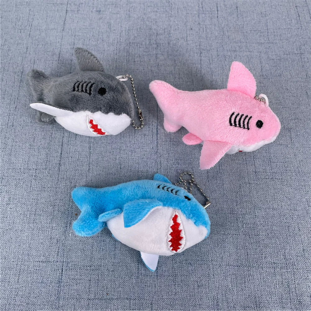 NEW 3Colors , Size 8CM Stuffed Plush Shark Ocean Animal Plush Toy Doll , With Keychain Gift