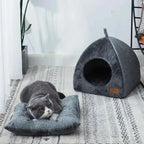 Heated Cat Bed – Self Warming Triangle Cat Cave for Indoor Pets
