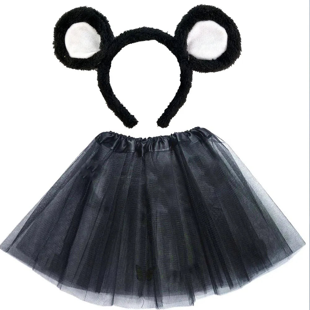 Animals  Children  Headband Tutu Skirt Tail Bow Kids  Girl Party Props Elephant Tiger Fox     Halloween Costume Cosplay