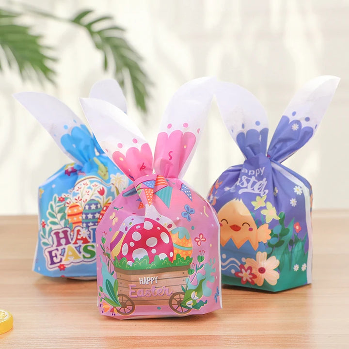 Close-up of bunny face printed on candy bag