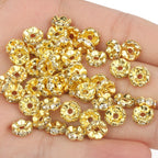 50pcs Rhinestone Spacer Beads Multi-color Crystal Metal Spacers Rondelle Beads for Jewelry Making DIY Bracelets Accessories