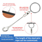 2mm Adjustable Steel Cable Suspension Kit, Heavy-Duty Hook for Steel Wire Rope Capable of Bearing 30kg, Extendable Clothesline