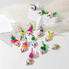 Cat Toys Rabbit Fur False Mouse Feather Rainbow Mouse Toy Funny Playing Toys For Kitten
