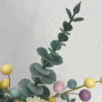 Pastel Easter Artificial Flower Bouquet - Plastic Faux Floral Arrangement with Eggs and Berries - for Home Decor