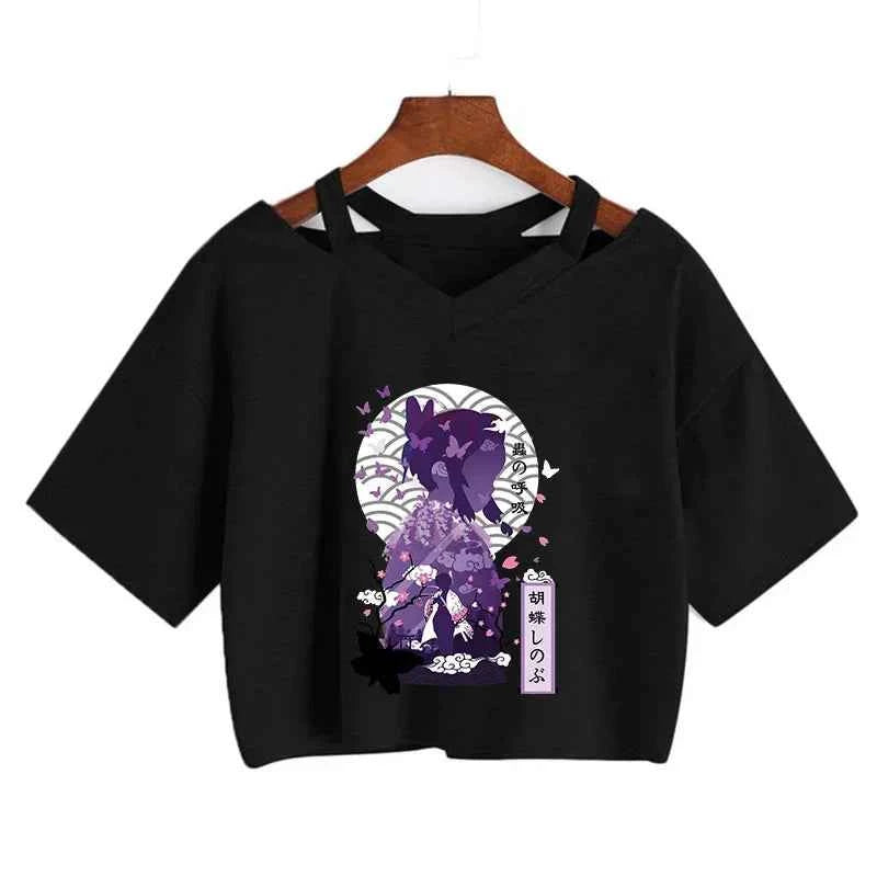 Demon Slayer T Shirt Nezuko Tshirt Women Kimetsu No Yaiba Crop Top Tees Japanese Anime Tanjirou Kamado Tops Manga T-shirt Female