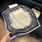 Elegant Nordic Style All Seasons Scarf Faux Silk Large Square Shawl Simple Chic Decorative Wrap For Teens