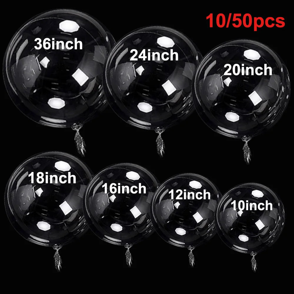 10/20/30/50pcs 10/12/16/18/20/24/36inch Transparent Bobo Balloon Clear Bubble Birthday Party Wedding Baby Shower Decor Supplies