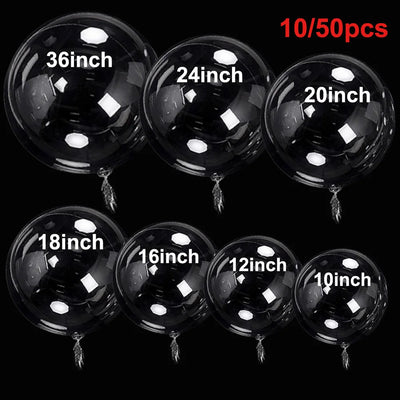 10/20/30/50pcs 10/12/16/18/20/24/36inch Transparent Bobo Balloon Clear Bubble Birthday Party Wedding Baby Shower Decor Supplies