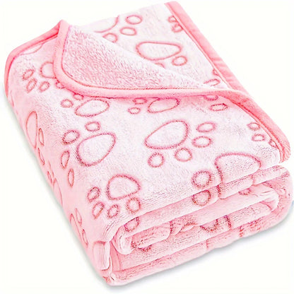 Soft Fluffy Pet Blanket – Cute Paw Print Warm Fleece Mat for Dogs & Cats
