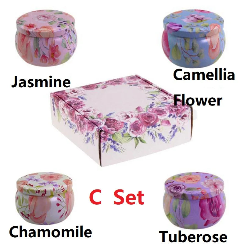 1/4PCS Vintage Scented Candles Soy Wax Candle Jars Flower Fragrance Scent Candle Wedding Ceremony Birthday Gifts Home Decoration