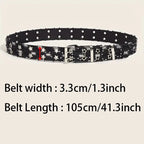 1PC New Fashion Luxury Belt Black Punk Accessories Blue Denim Girdle HipHop Y2k Star Hollowed Pin Buckle Waistband，For Men Women