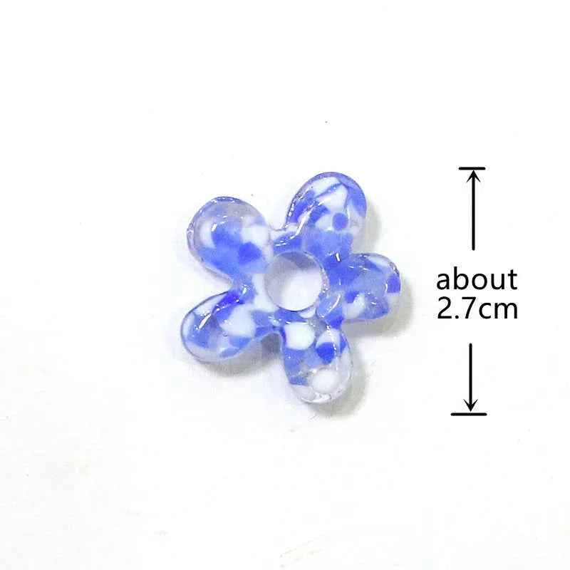 6pcs Irregular Shape Cute Mini Glass Flower Ornament Christmas Wedding Party Decor Supplies DIY Girl Jewelry Pendant Accessories