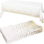 Plastic Disposable Tablecloth Rectangle Party Table Cover Gold Dot Waterproof Table Cloth for Wedding Birthday Party Decor