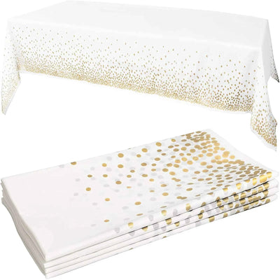 Plastic Disposable Tablecloth Rectangle Party Table Cover Gold Dot Waterproof Table Cloth for Wedding Birthday Party Decor