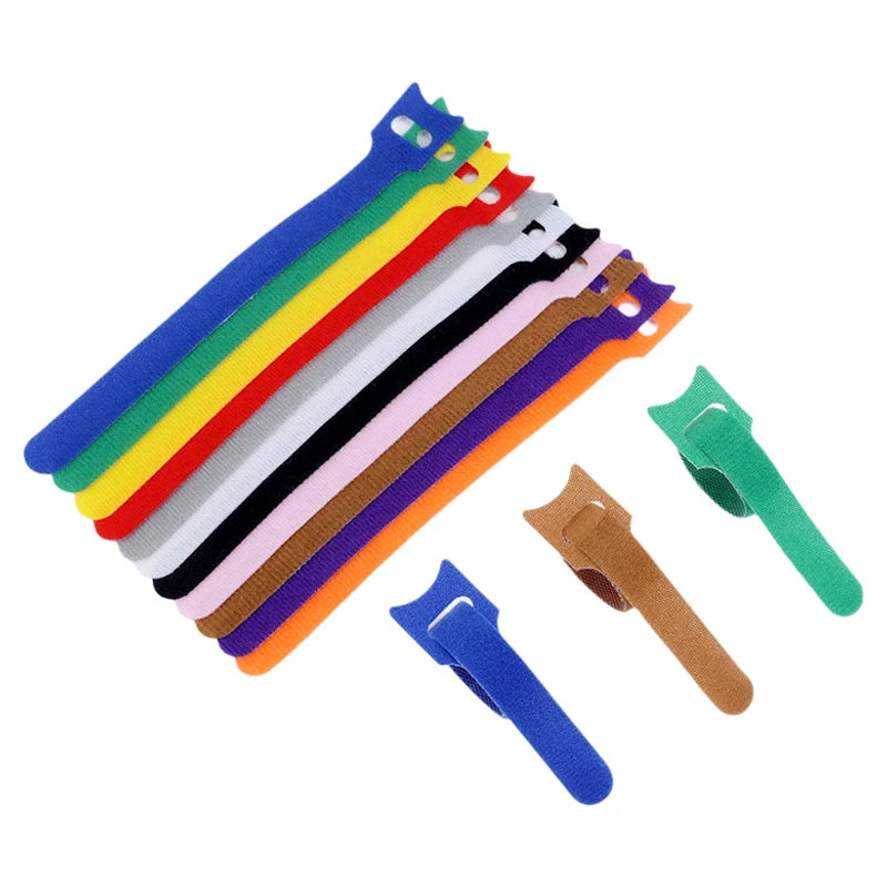 10pcs Releasable Cable Ties 15 20 25 30cm Mouse Earphone Wire Wrap Cable Organizer Nylon Hook Loop Strap Zip Bundle Bandage Tie