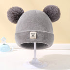 Autumn Winter Baby Warm Knitted Hats With Pom Kids Knit Beanie Hat Solid Color Children Hat For Boys Girls Accessories